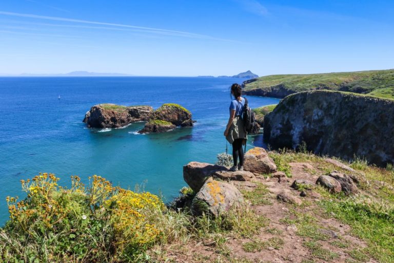 Scorpion Rock hiker, Santa Cruz, Channel Islands National Park, California