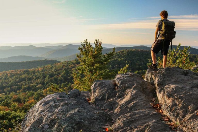 Hiker in Shenandoah National Park - The Point Overlook