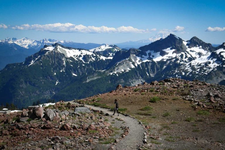 Hiker on the Skyline Trail, Mount Rainier National Park, Washington