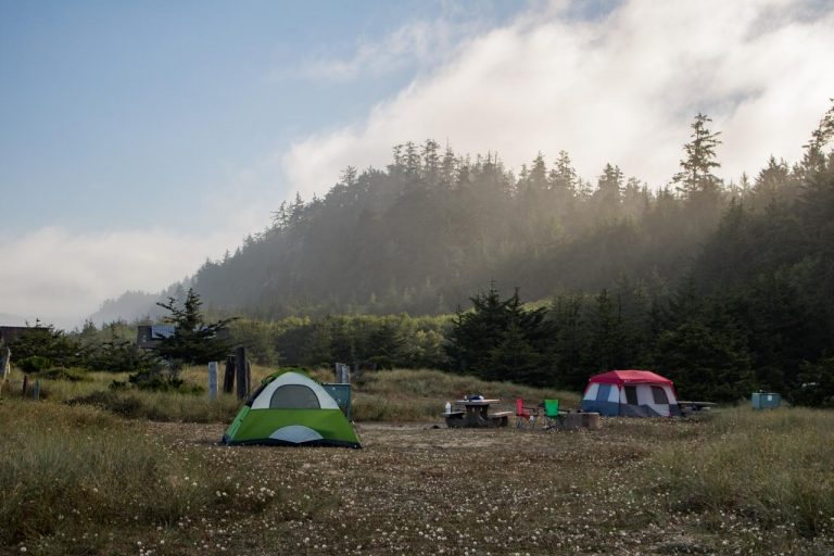 Gold Bluffs Beach Campground dawn, Prairie Creek Redwoods State Park, California