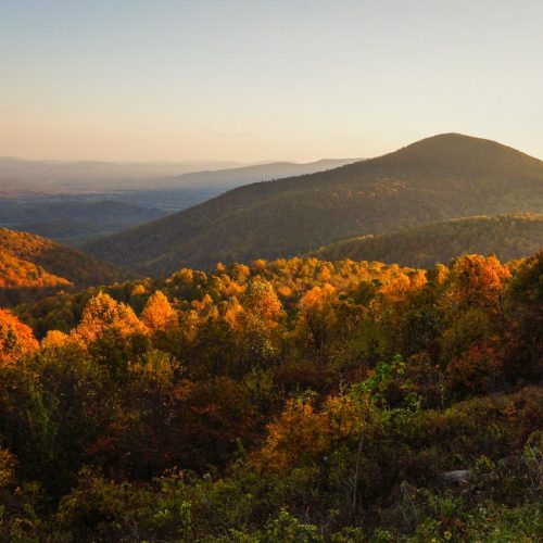 Sunset fall colors in Shenandoah National Park, Virginia