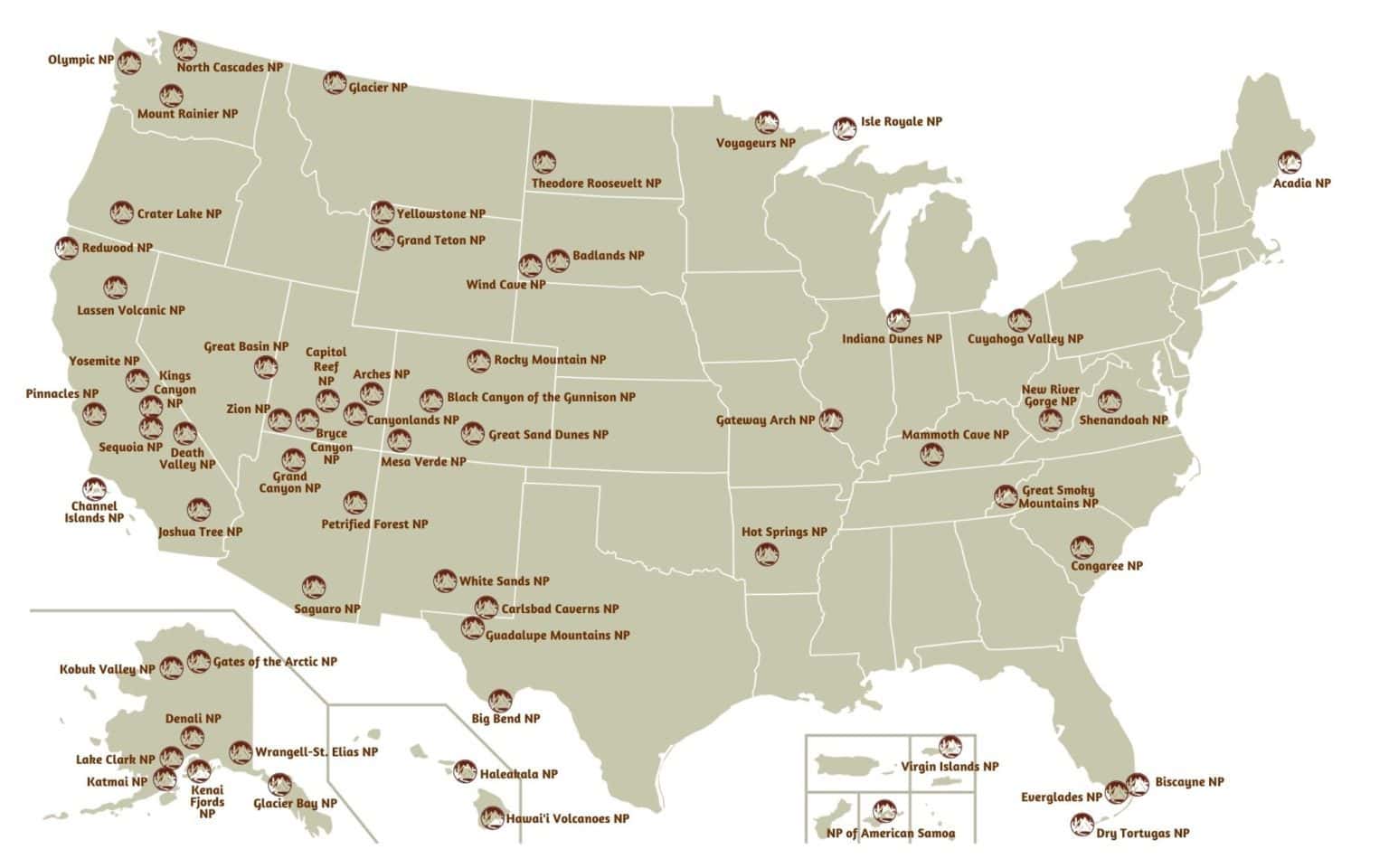 63 National Parks Map