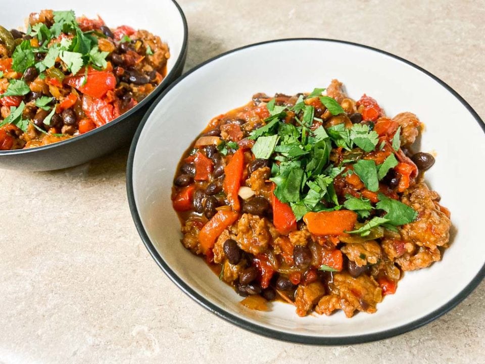 Chorizo, Black Beans And Roasted Bell Pepper Skillet Recipe (White ...