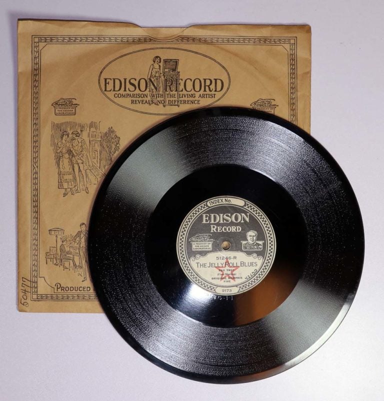 Edison disc record "The Jelly Roll Blues", performed by The Original Memphis Five, recorded in New York, New York on September 22, 1923 - Credit NPS