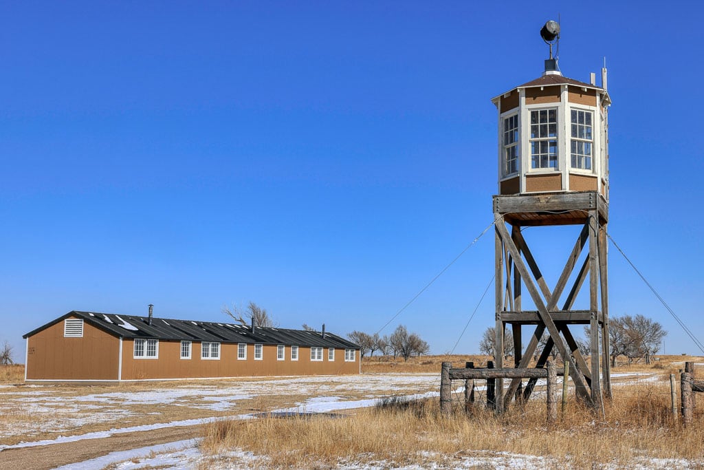 Barracks, Guard Tower and Water Tower at Amache National Historic Site, Colorado, America's newest National Park - Credit NPS Stuart West