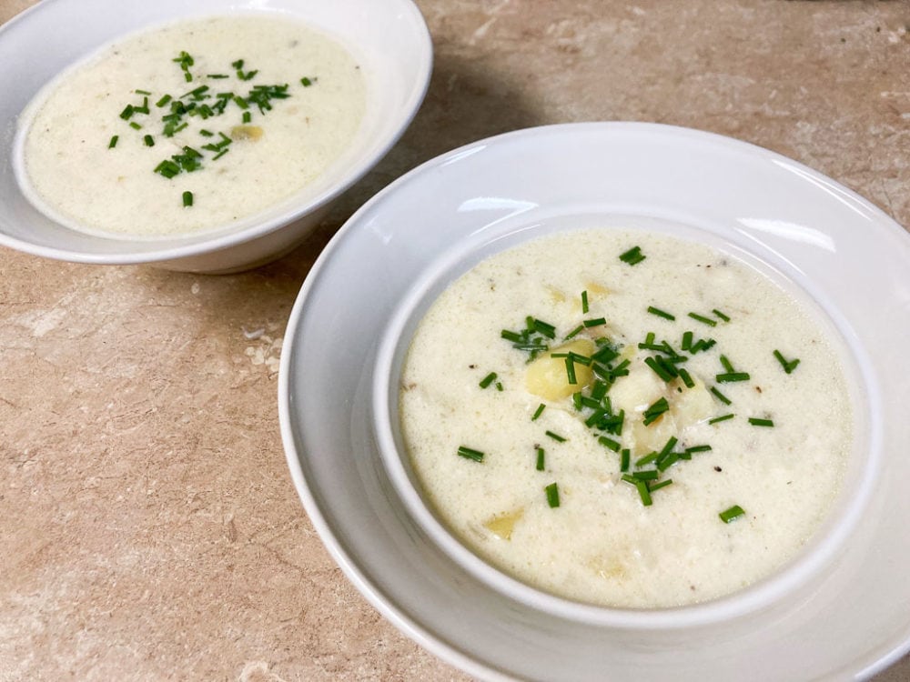 Bowls of New England cod chowder