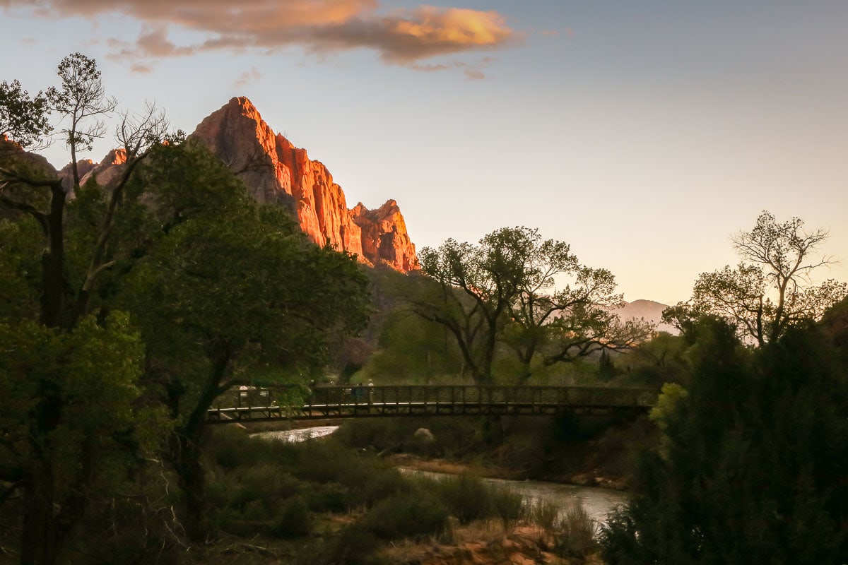 Visitors enjoy the epic sunset views in Zion National Park