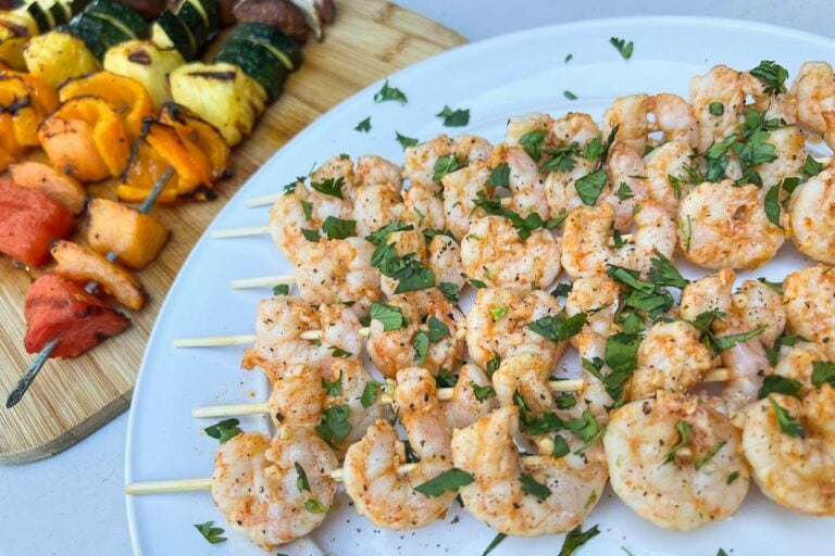 Grilled Gulf shrimp recipe with tropical fruit kabobs inspired by Dry Tortugas National Park, Florida Keys