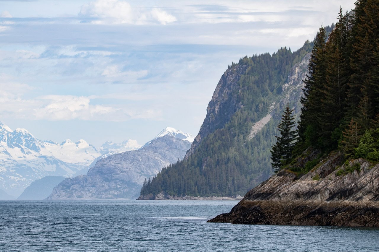 Spectacular shoreline in Glacier Bay National Park, Alaska