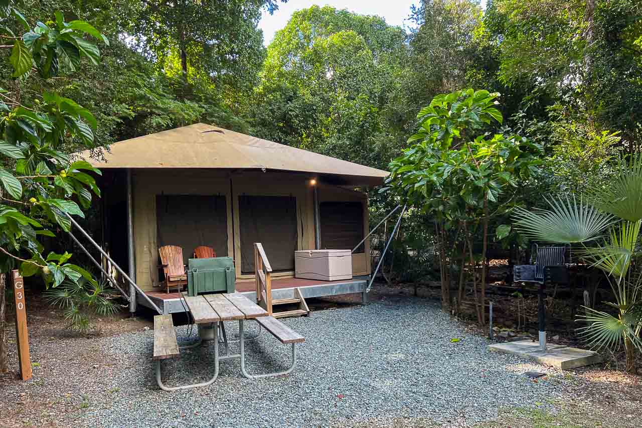 Eco-Tent at the Cinnamon Bay Campground in Virgin Islands National Park, one of the greatest beach campgrounds in the national parks