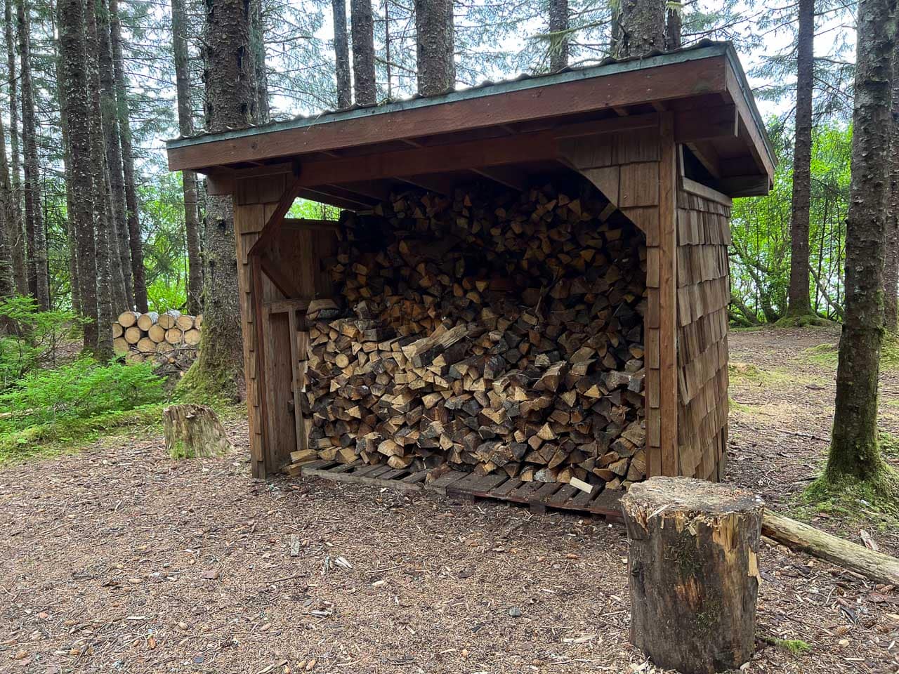 Firewood at Bartlett Cove Campground in Glacier Bay National Park, Alaska