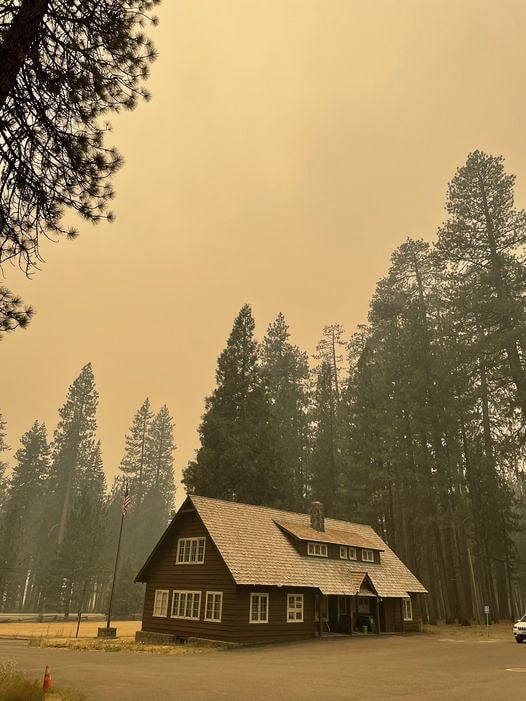 Smoke from the Park Fire is visible in Lassen Volcanic National Park - Image credit: NPS