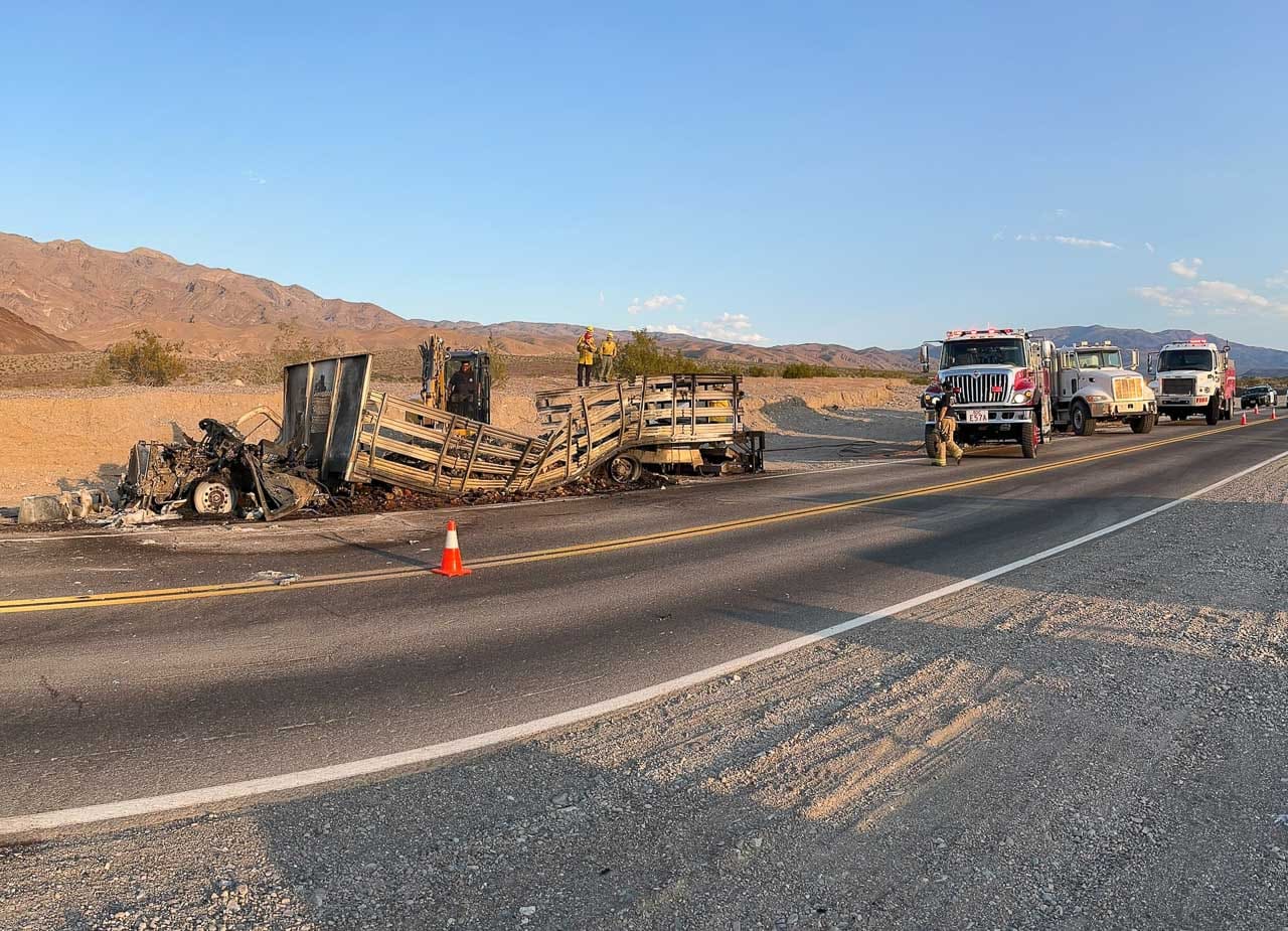 Truck fire in Death Valley National Park - Image credit: NPS