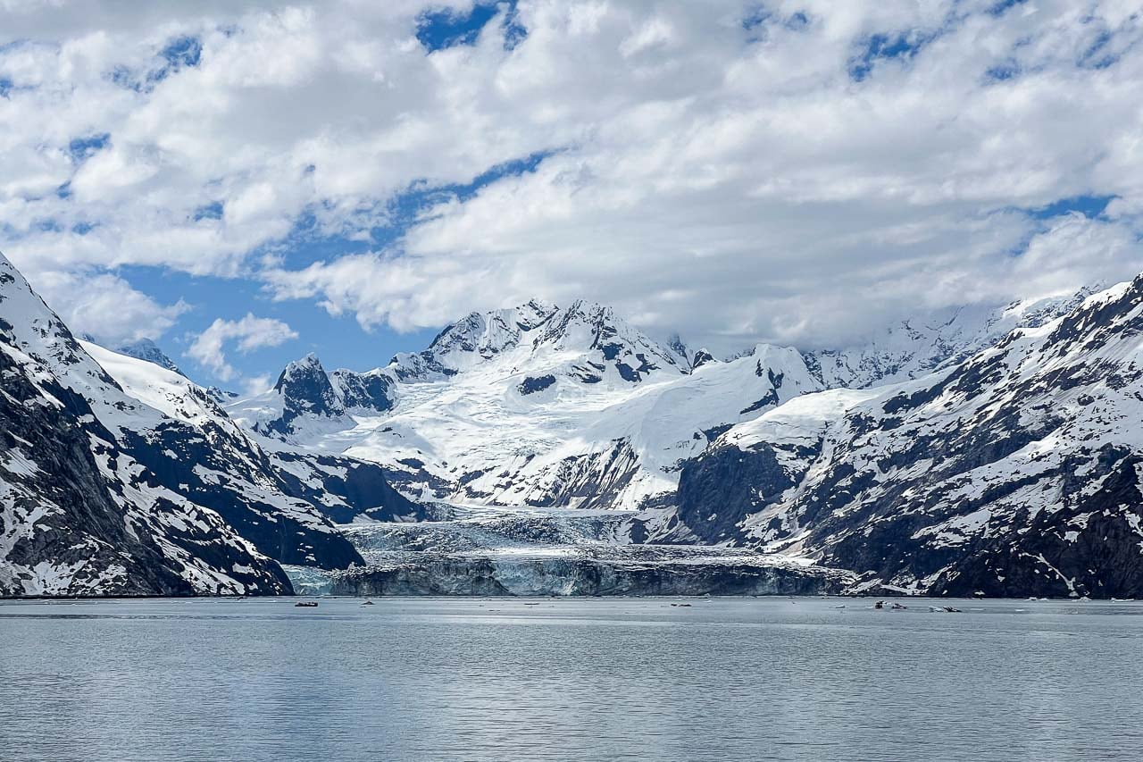 Johns Hopkins Glacier in Glacier Bay National Park seen from the Glacier Bay Boat Tour in Alaska