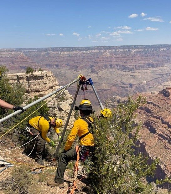 Rescuers recover the body of a man who died after falling in Grand Canyon National Park - Image credit: NPS / K. Ross