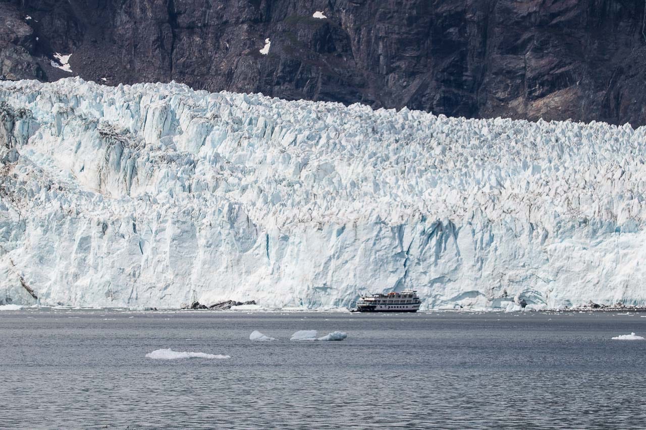 Tour vessel in front of Margerie Glacier in Glacier Bay National Park