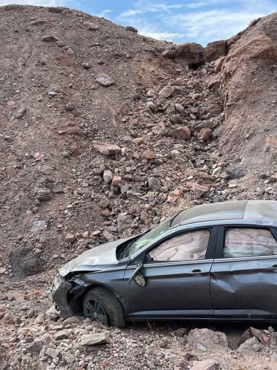 Vehicle of man who died from hyperthermia below Natural Bridge trailhead in Death Valley National Park - Image credit: NPS