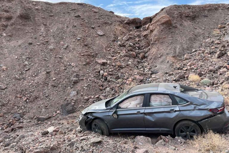 Vehicle of man who died from hyperthermia below Natural Bridge trailhead in Death Valley National Park - Image credit: NPS