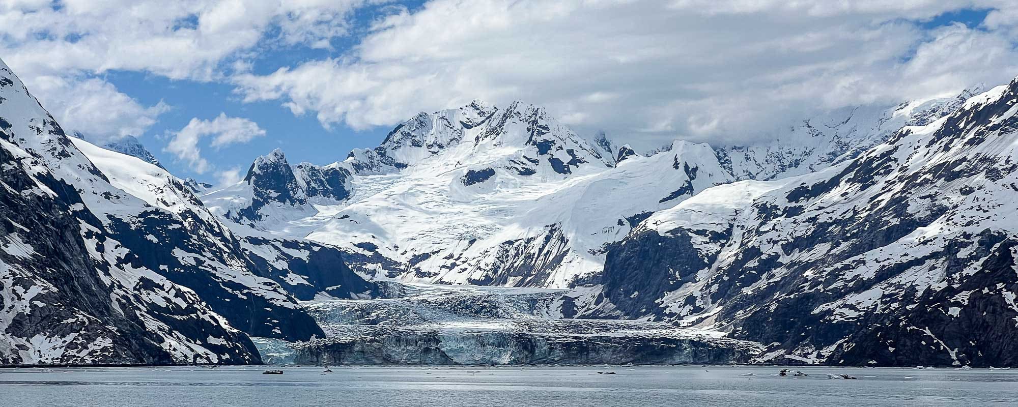 Johns Hopkins Glacier in Glacier Bay National Park seen from the Glacier Bay Boat Tour in Alaska