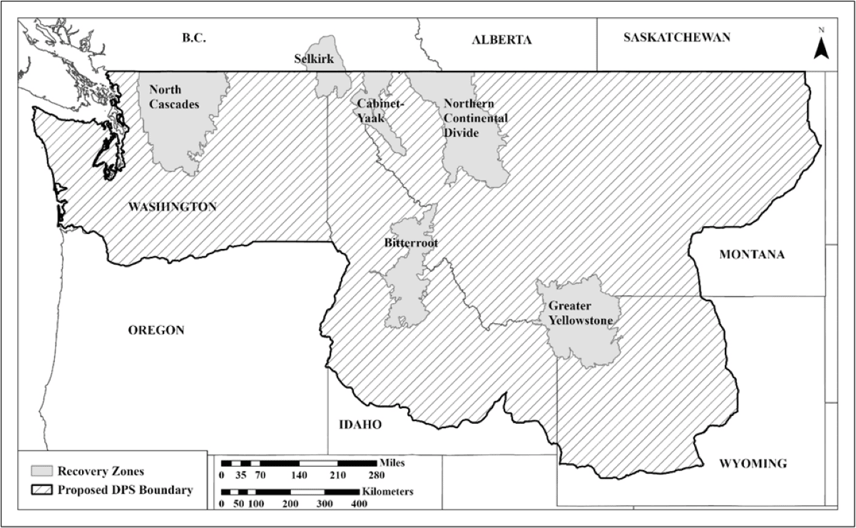 Single Grizzly Distinct Population Segment Map - Image credit: U.S. Fish and Wildlife Service