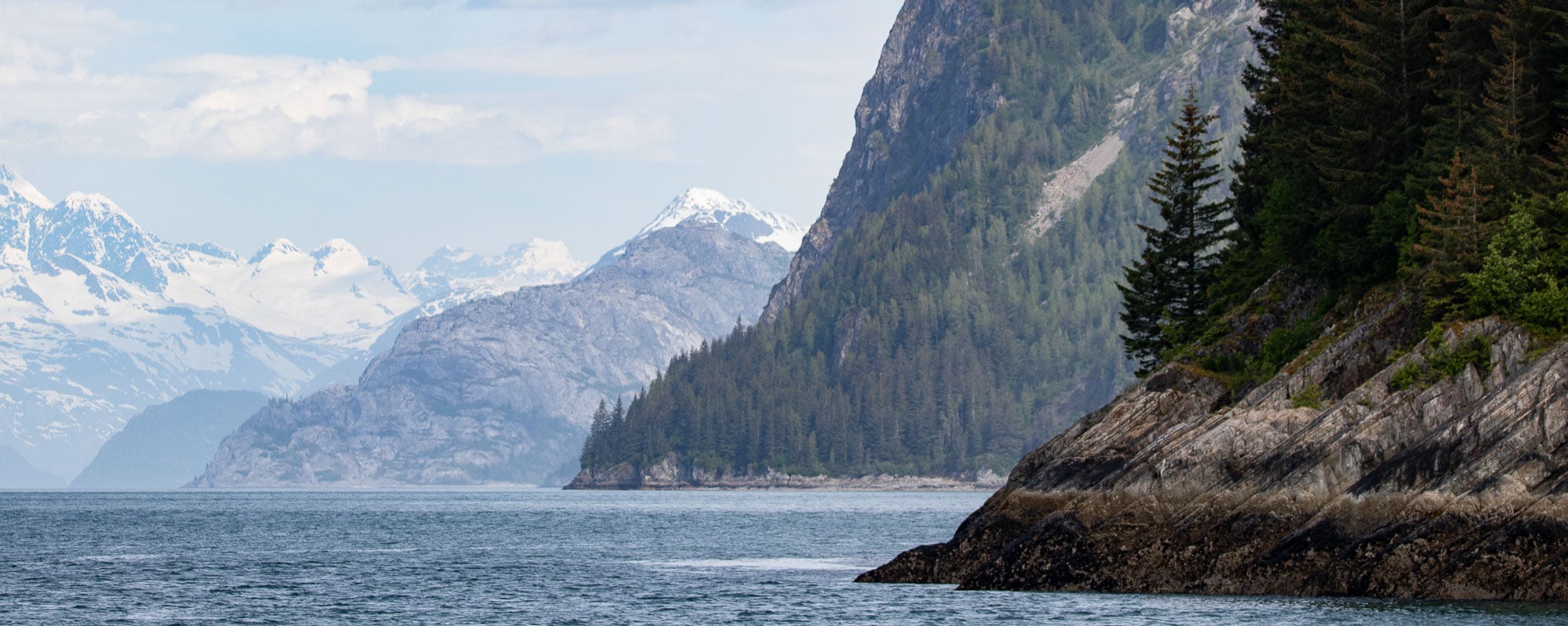 Spectacular shoreline in Glacier Bay National Park, Alaska